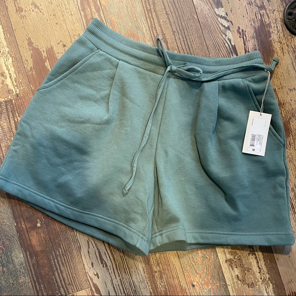 High-Rise Tie Waist Knit Midi Shorts
